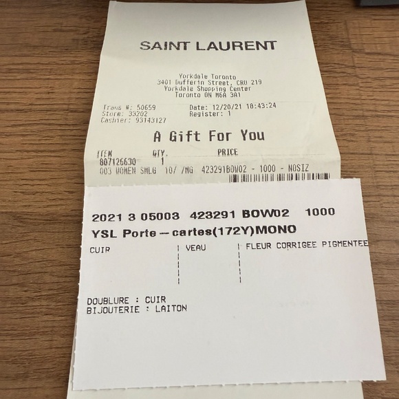 YSL card holder with silver hardware - Picture 3 of 8